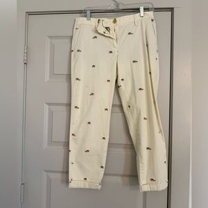 Talbots Cream Chinos with elephant Embroidery